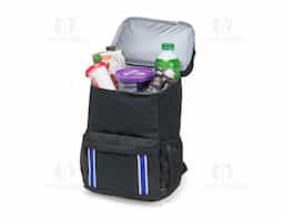 Bolsa térmica confeccionada em poliéster impermeável com fechamento em zíper e capacidade para até 24 litros. Conta com revestimento térmico antivazamento em PEVA e dois compartimentos externos, incluindo um localizado na parte superior também com revestimento térmico e capacidade para até 1,5 litro. Possui ainda uma alça de mão em nylon e um par de alças para as costas com revestimento em tecido respirável.
