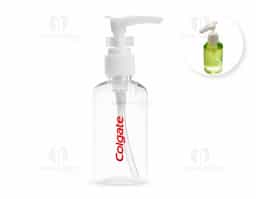 Frasco de 75ml em polietileno, com tampa rosqueável, válvula pump e trava de segurança. Ideal para líquidos, cosméticos e uso diário com praticidade.