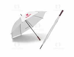 Guarda-chuva produzido em poliéster 190T, com estrutura durável que oferece boa resistência ao uso diário. Possui cabo com pega em madeira, conferindo um toque clássico ao design. Abertura manual, ideal para quem busca praticidade e estilo em dias chuvosos.
