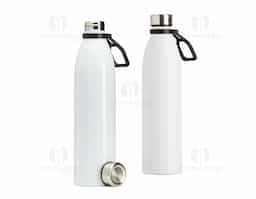 Garrafa de inox com capacidade de 1,1 litros, ideal para armazenar bebidas quentes ou frias. Possui tampa rosqueável que evita vazamentos e alça plástica para facilitar o transporte, sendo prática para o uso diário ou em deslocamentos.