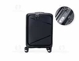 Mala de viagem com capacidade de 36L, fabricada em plástico PP resistente. Conta com compartimento frontal para notebook de até 15,6", bolsos internos com zíper e cinta compressora. Possui puxador ergonômico ajustável, alça de mão, cadeado TSA e 4 rodas silenciosas com giro 360° para facilitar a locomoção.