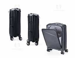 Mala de viagem com capacidade de 36L, fabricada em plástico PP resistente. Conta com compartimento frontal para notebook de até 15,6", bolsos internos com zíper e cinta compressora. Possui puxador ergonômico ajustável, alça de mão, cadeado TSA e 4 rodas silenciosas com giro 360° para facilitar a locomoção.
