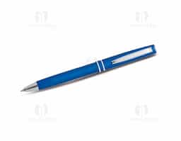 Caneta semimetálica com corpo leve e resistente, escrita esferográfica azul suave e acionamento por clique. Ideal para o dia a dia ou brindes personalizados.