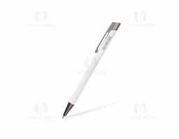 Caneta esferográfica de carga azul de 1.0mm, acionamento por clique e construção leve totalmente em metal, o que possibilita uma pegada suave para uma escrita mais precisa.