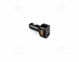Adaptador automotivo com portas USB-C PD20 (20W) e USB-A QC 3.0 (18W), fabricado em ABS 100% reciclado. Proporciona carregamento super-rápido para diversos dispositivos durante viagens. Compatível com smartphones, tablets e outros eletrônicos. Cabo de carregamento não incluso, acompanha apenas o adaptador.