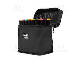Um kit com 48 canetas marcadoras com pontas duplas: uma fina e outra chanfrada grossa. Cada uma das canetas possui corpo leve em plástico, projetado com foco na ergonomia, o que torna seu manuseio simples e agradável até mesmo em períodos prolongados. Este é um conjunto que, através de toda a sua versatilidade com as pontas e a variedade de cores, traz todas as possibilidades criativas para pintar, desenhar, escrever ou marcar textos. Acompanham bolsa para facilitar o transporte do kit.
