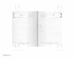 Agenda diária 2026 com capa em couro sintético e marca-páginas em fita de cetim. Contém páginas dedicadas para dados pessoais, calendários de 2025 a 2027, lista de contatos, planejamento e mapas.