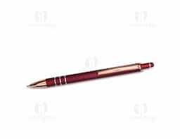 Caneta metálica com carga esferográfica de 1,0mm e acionamento por clique de revestimento emborrachado, ideal para interagir com telas sensíveis ao toque.