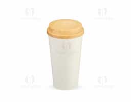 Copo em fibra de arroz com capacidade de até 550ml. Possui tampa protetora com bocal.