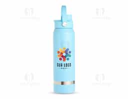 Garrafa térmica em inox 304 com capacidade para até 800ml. Possui estrutura de parede dupla e vedação a vácuo, permitindo a conservação da temperatura de líquidos por mais tempo. Conta ainda com tampa plástica rosqueável com protetor para o bocal, além de alça para transporte.