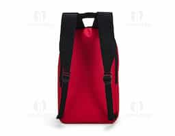 Mochila confeccionada em poliéster impermeável com fechamento em zíper e capacidade máxima de 14 litros. Conta com bolso frontal com abertura lateral, uma alça superior de mão em nylon e duas alças para as costas do mesmo tecido da mochila.