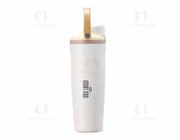 Garrafa térmica em inox com capacidade para até 850ml. Conta com estrutura de parede dupla e vedação a vácuo, ajudando a conservar a temperatura dos líquidos por mais tempo. Possui tampa rosqueável em plástico com protetor para o bocal, botão de acionamento, trava de segurança e alça de mão para transporte. Acompanha canudo para encaixe interno na tampa.