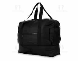 Bolsa impermeável confeccionada em couro sintético, fechamento em zíper e capacidade máxima de 36L quando o compartimento expansível está aberto. Possui compartimento com bolso para itens úmidos e compartimento lateral para tênis. Também dispõe de compartimento lateral para tênis, um bolso com fechamento em engate rápido e outro, em tamanho menor e fechamento em zíper, com espaço posterior para encaixe em puxadores de malas, além de alças de mãos fixas em nylon. Acompanha alça transversal com apoio de ombro.