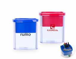 Porta caneta e clips de plástico com divisória